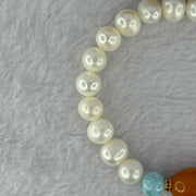 Natural Pearl with Larimar Bracelet 20.19g 8.8mm 20 Beads - Huangs Jadeite and Jewelry Pte Ltd