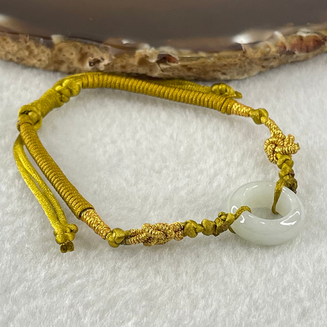 Type A Faint Lavender Jadeite Ping An Kou String Bracelet 3.09g 15.2 by 6.3mm - Huangs Jadeite and Jewelry Pte Ltd