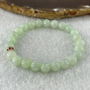 Type A Natural Light Apple Green Jadeite Beads Bracelet 18.06g 15cm 7.8mm 24 Beads - Huangs Jadeite and Jewelry Pte Ltd