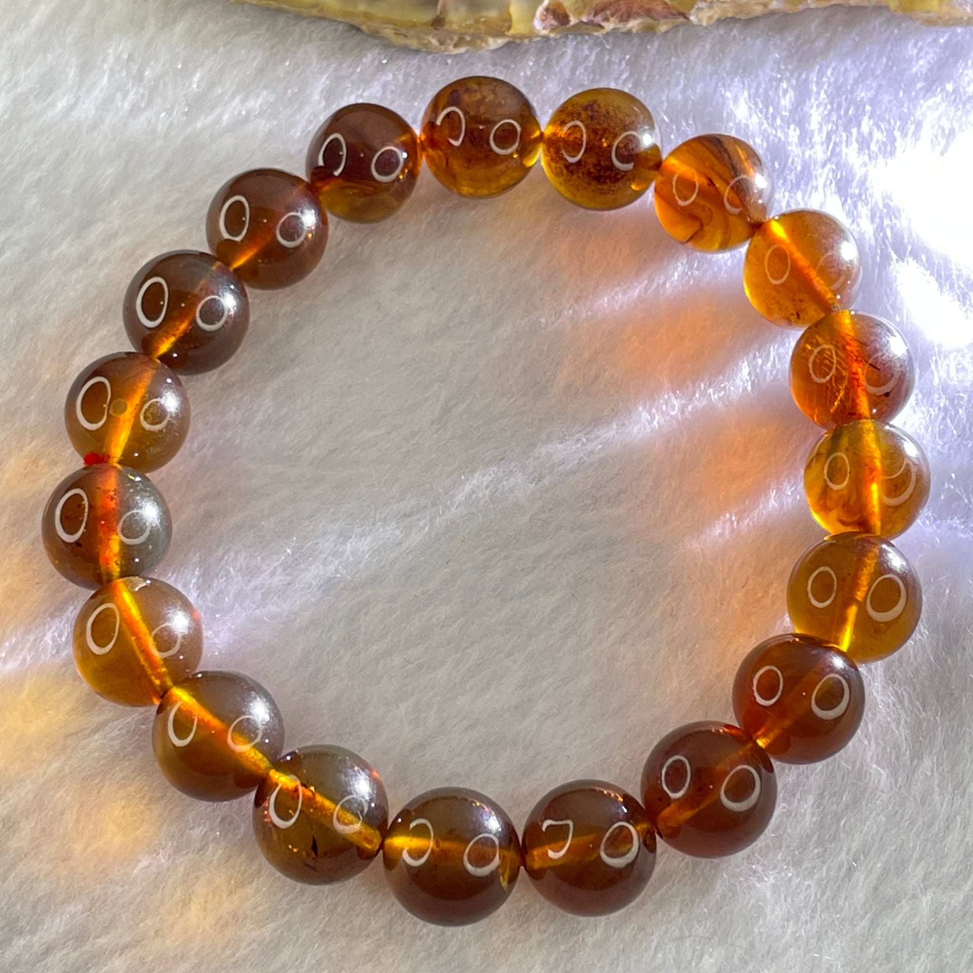 Natural Purple Amber Beads Bracelet 天然巨峰紫葡萄琥珀手链 11.99g 16cm 10.2mm 19 Beads - Huangs Jadeite and Jewelry Pte Ltd