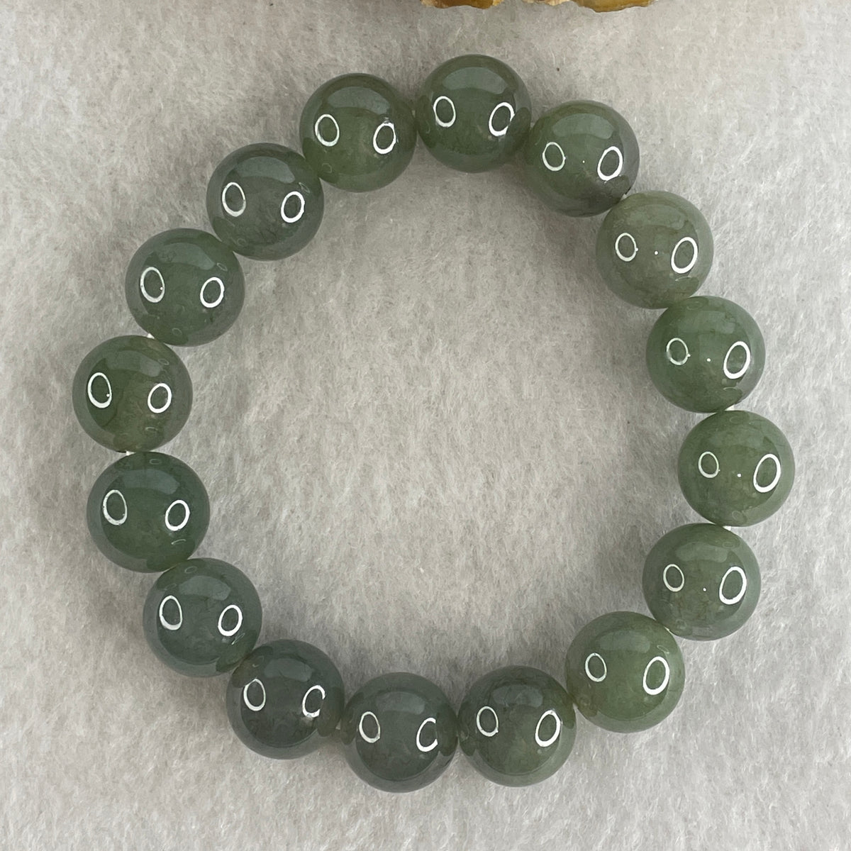 Certified Natural Type A Yellowish Green Jadeite Beads Bracelet | 16cm (54.20g | 16 Beads 12.8mm | Solar Plexus & Heart Chakra Harmony, Abundance & Prosperity Shield) - Huangs Jadeite and Jewelry Pte Ltd