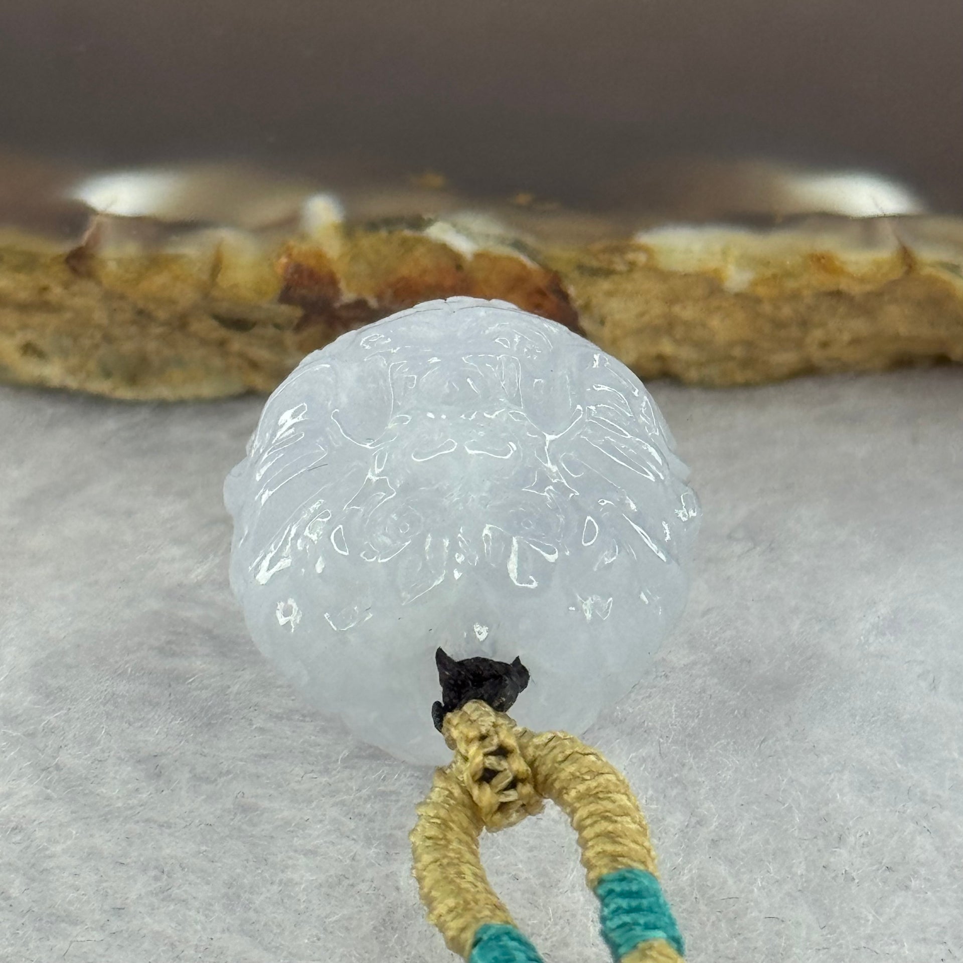 Type A Faint Lavender Jadeite Dragon Ball Pendant 13.34g 19.2 by 18.9mm - Huangs Jadeite and Jewelry Pte Ltd