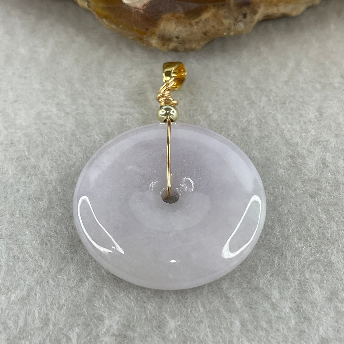 Natural Type A Lavender Jadeite Ping An Kou Pendant | 24.5mm Regal Purple Translucent Jade Peace Disc Talisman (6.95g | 24.5 x 5.3mm) - Huangs Jadeite and Jewelry Pte Ltd