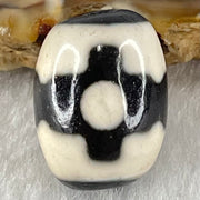 Natural Powerful Tibetan Old Oily Dark Brown With White Agate 3 Eyes Dzi Bead Heavenly Master (Tian Zhu) 三眼天诛 4.38g 17.0 by 13.0mm - Huangs Jadeite and Jewelry Pte Ltd
