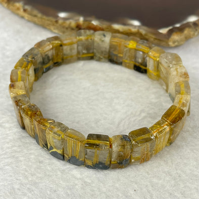 High Quality Natural Golden Rutilated Quartz Bracelet 高品质天然金顺发晶手链 33.46g 15.5cm 13.4 by 7.6 by 5.2mm 27 pc - Huangs Jadeite and Jewelry Pte Ltd