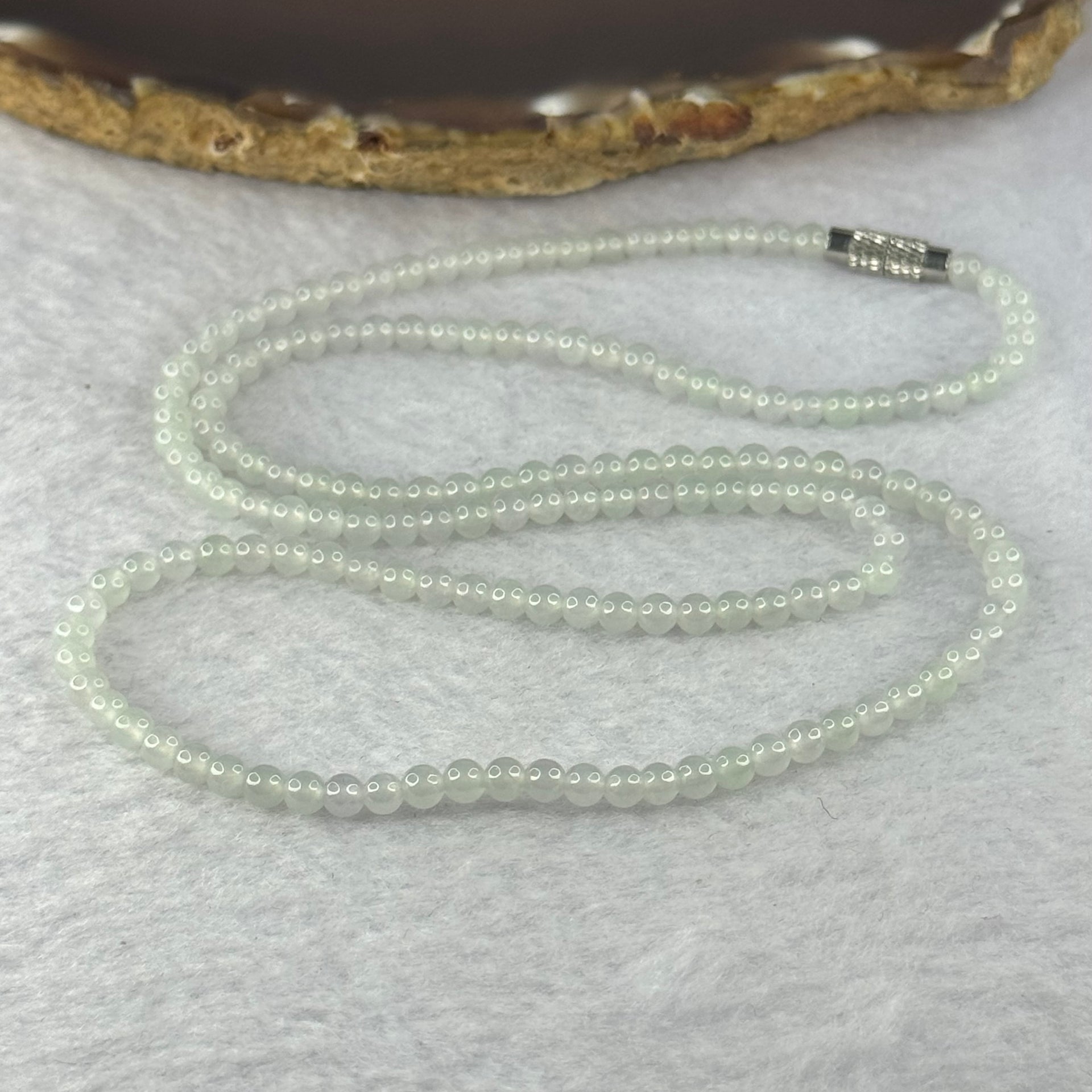 Type A ICY Light Green Jadeite Beads Necklace 13.59g 55cm 3.8mm 156 Beads - Huangs Jadeite and Jewelry Pte Ltd