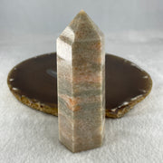 Natural Pink Orange Calcite Tower Display 213.53g 40.0 by 34.1 by 101.9mm - Huangs Jadeite and Jewelry Pte Ltd