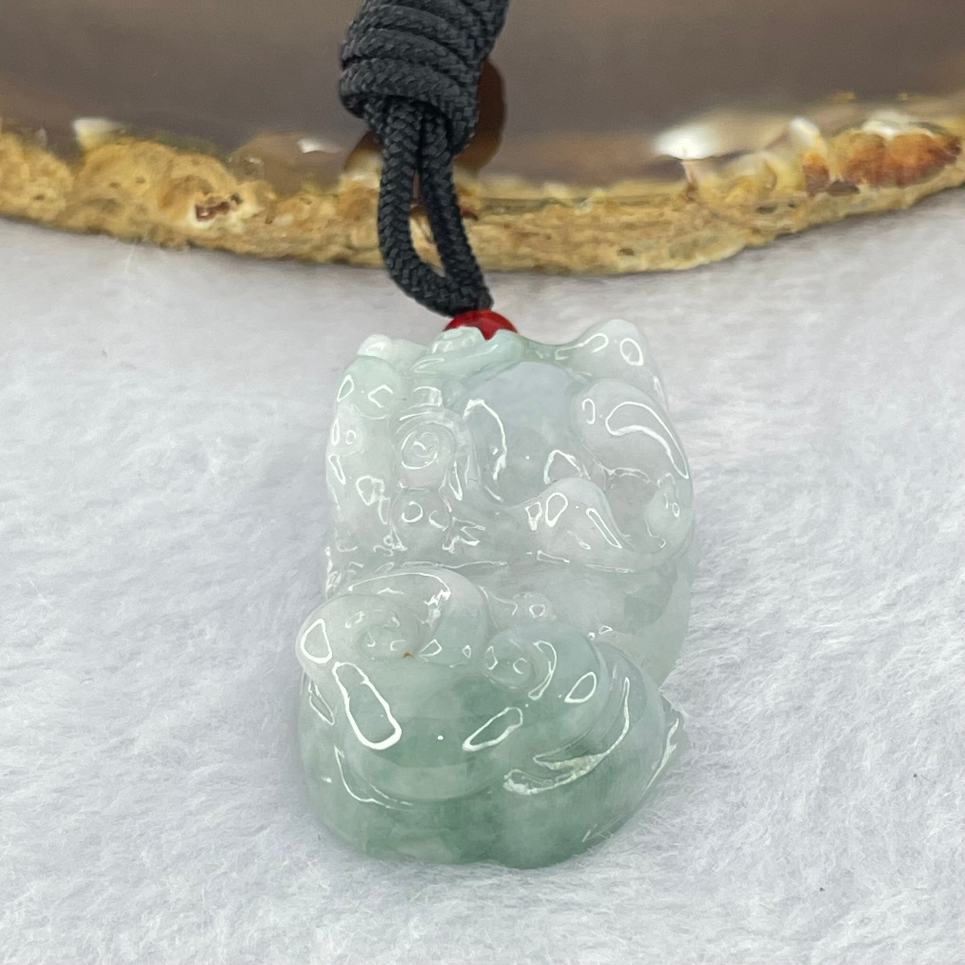 Type A Lavender Green Jadeite Pixiu Pendant 25.44g 42.1 by 24.5 by 12.5mm - Huangs Jadeite and Jewelry Pte Ltd