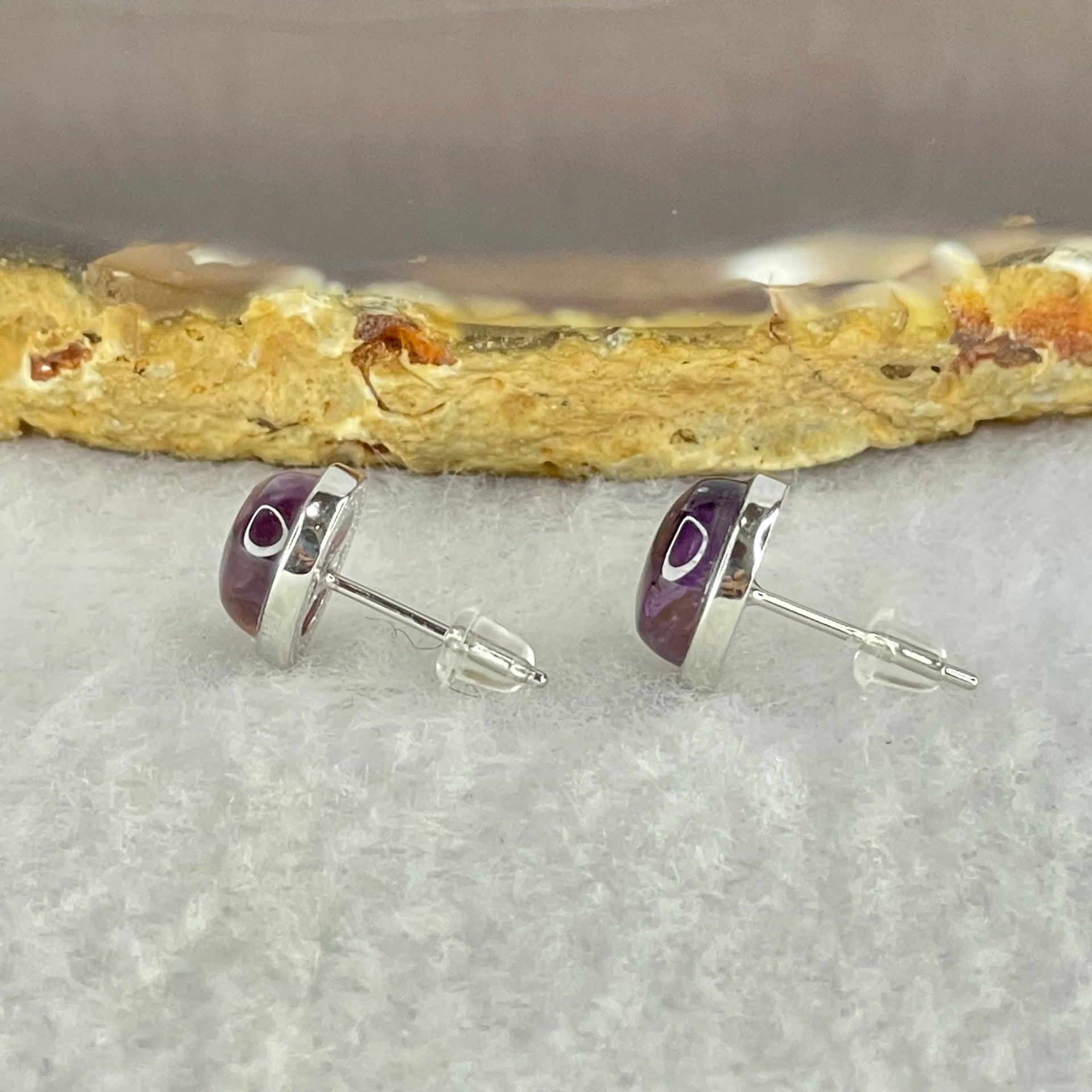 Good Grade Natural Auralite 23 S925 Silver Earrings 2.00g 8.8 by 6.8 by 4.0mm - Huangs Jadeite and Jewelry Pte Ltd