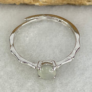 Type A Icy Faint Green Cabochon Jadeite in S925 Sliver Ring (Adjustable Size) 1.09g 5.0 by 2.0mm - Huangs Jadeite and Jewelry Pte Ltd