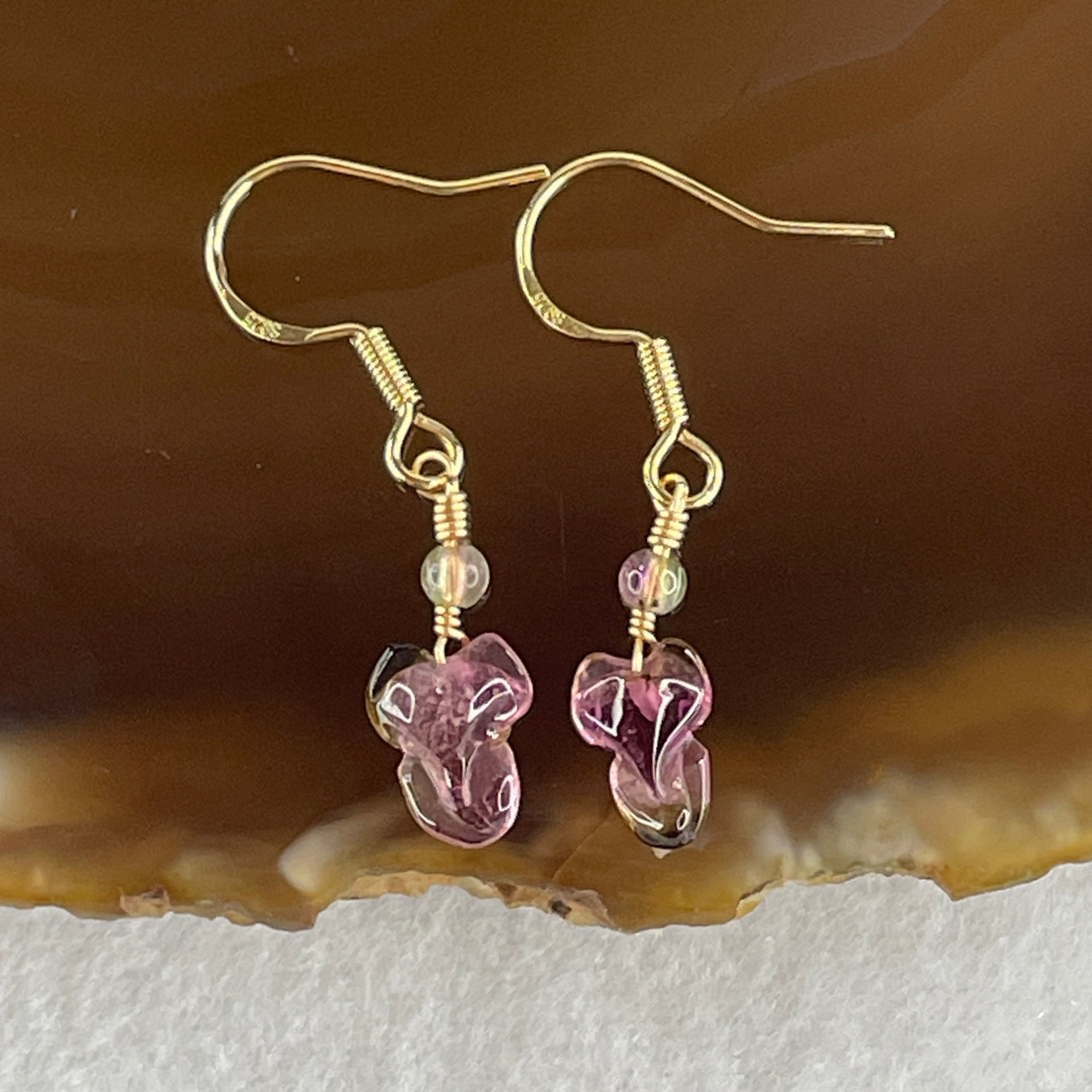 Natural Tourmaline Crystal Earring in S925 Sliver 0.96g 9.5 by 6.9 by 3.5mm - Huangs Jadeite and Jewelry Pte Ltd