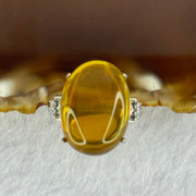 Natural Yellow Amber in S925 Sliver Ring (Adjustable Size) 3.54g 20.1 by 14.5 by 7.0mm - Huangs Jadeite and Jewelry Pte Ltd