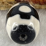 Natural Powerful Tibetan Old Oily Dark Brown With White Agate 3 Eyes Dzi Bead Heavenly Master (Tian Zhu) 三眼天诛 4.36g 17.7 by 12.9mm - Huangs Jadeite and Jewelry Pte Ltd