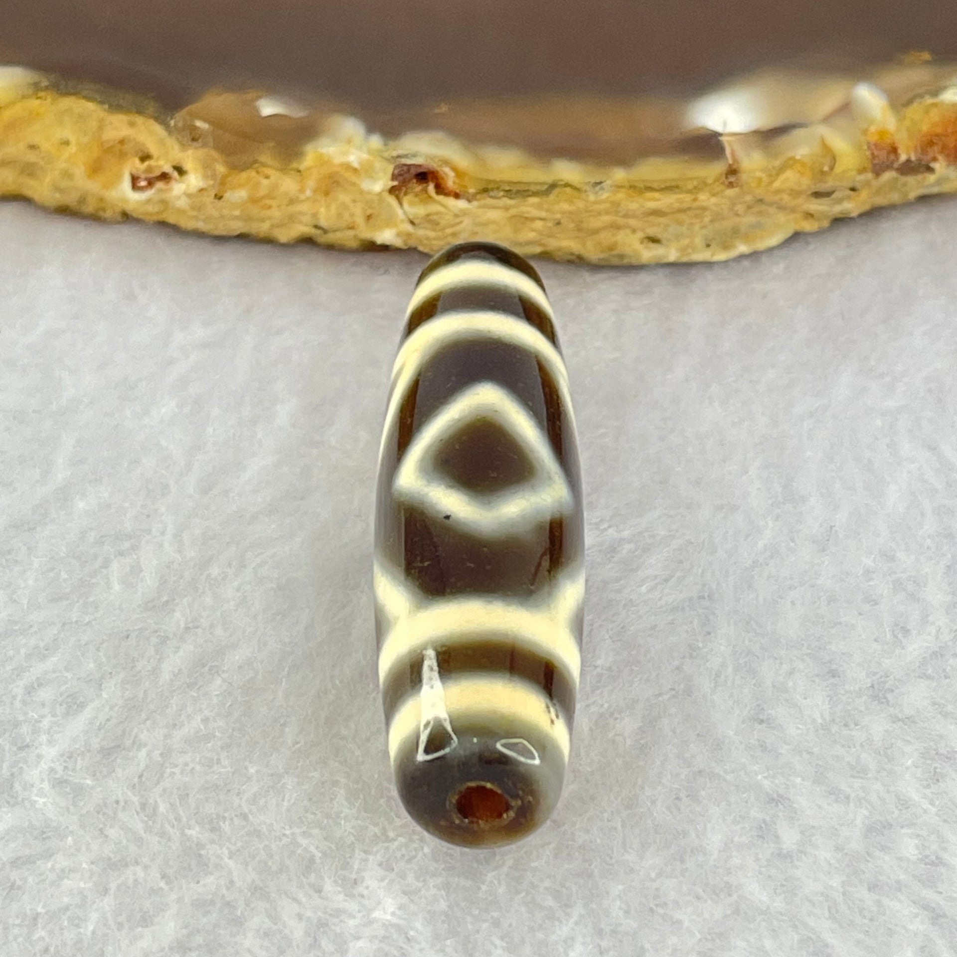 Natural Powerful Tibetan Old Oily Agate 2-Eye Vajra Dzi Bead Heavenly Master (Tian Zhu) 二眼天珠 7.26g 38.6 by 11.1mm - Huangs Jadeite and Jewelry Pte Ltd