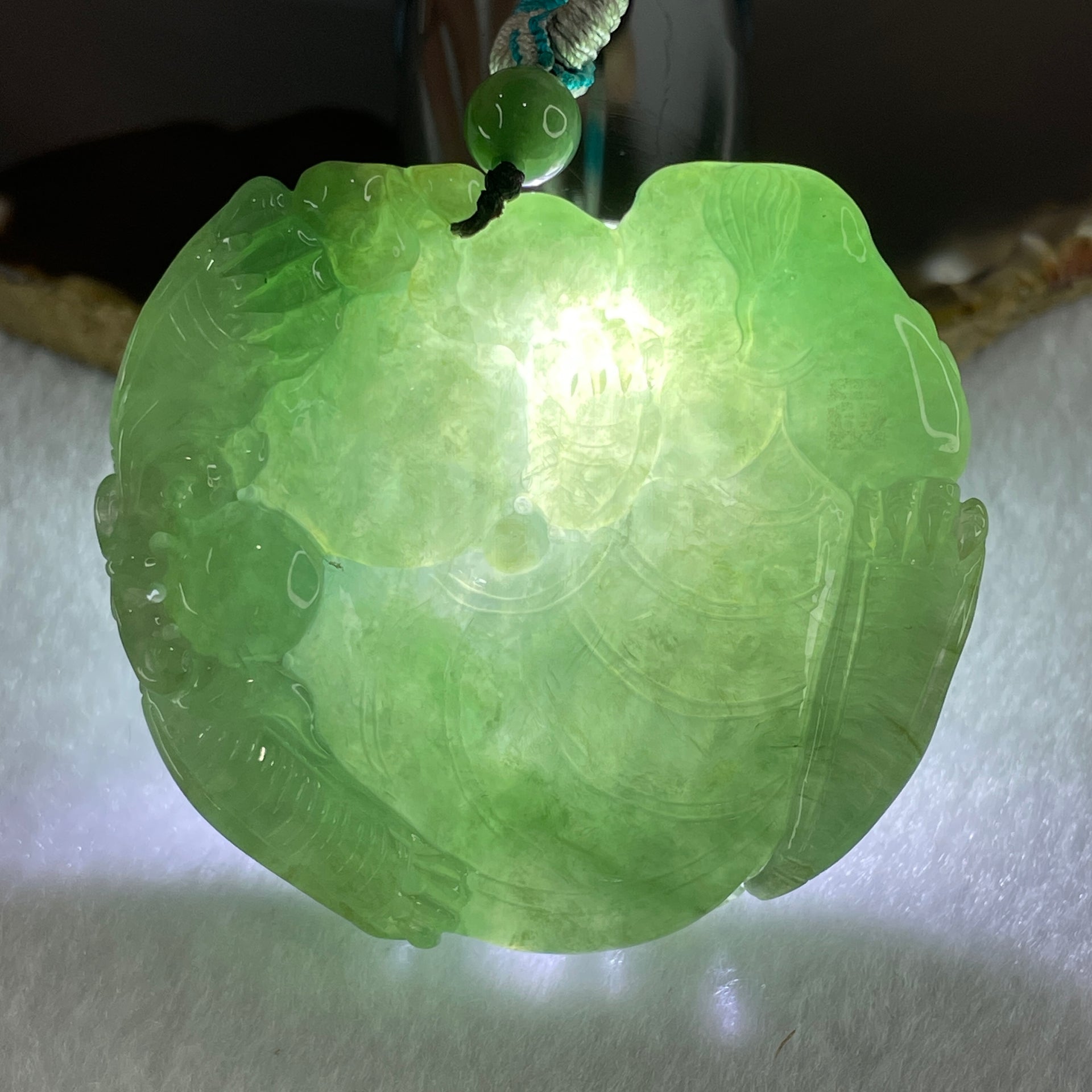 Grand Master Type A Semi Icy Light Green Jadeite Pixiu with 3 Baby Pixiu Double Side Pendant 75.67g 49.0 by 53.5 by 13.3mm - Huangs Jadeite and Jewelry Pte Ltd