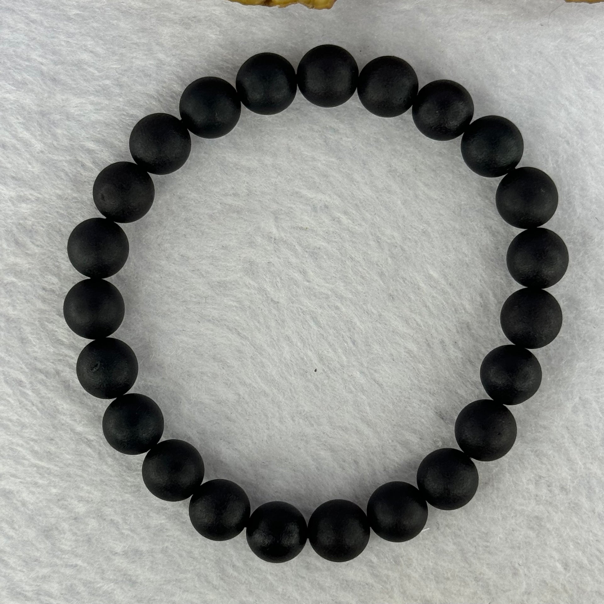 Natural Dark Matt Black Amber Beads Bracelet 天然大黑天翁琥珀手链 7.30g 16cm 8.4mm 23 Beads - Huangs Jadeite and Jewelry Pte Ltd