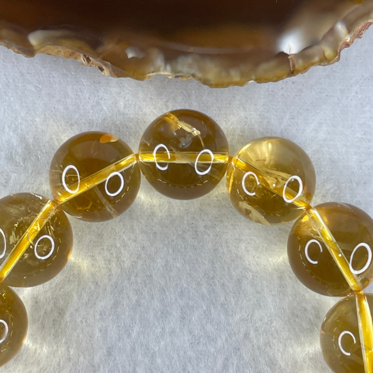 Good Grade Natural Citrine Beads Bracelet of Prosperity & Clarity | (71.60g 15.8mm | 16.5cm Wrist Sizing | 14 Beads)
