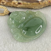 Type A Icy Green with Blueish Green Piao Hua Floral Jadeite Milo Buddha Pendant 13.81g 33.8 by 36.3 by 6.5mm - Huangs Jadeite and Jewelry Pte Ltd