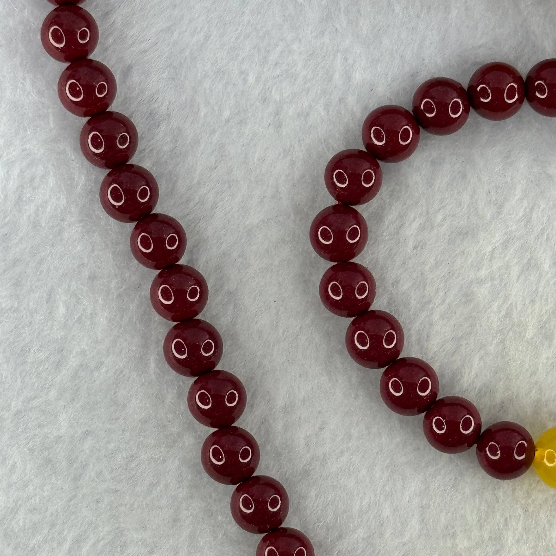 Natural Cinnabar with Amber Bracelet 16cm 8.5mm Necklace with Amber 44cm 8.5mm Set Total Weight 85.30g - Huangs Jadeite and Jewelry Pte Ltd