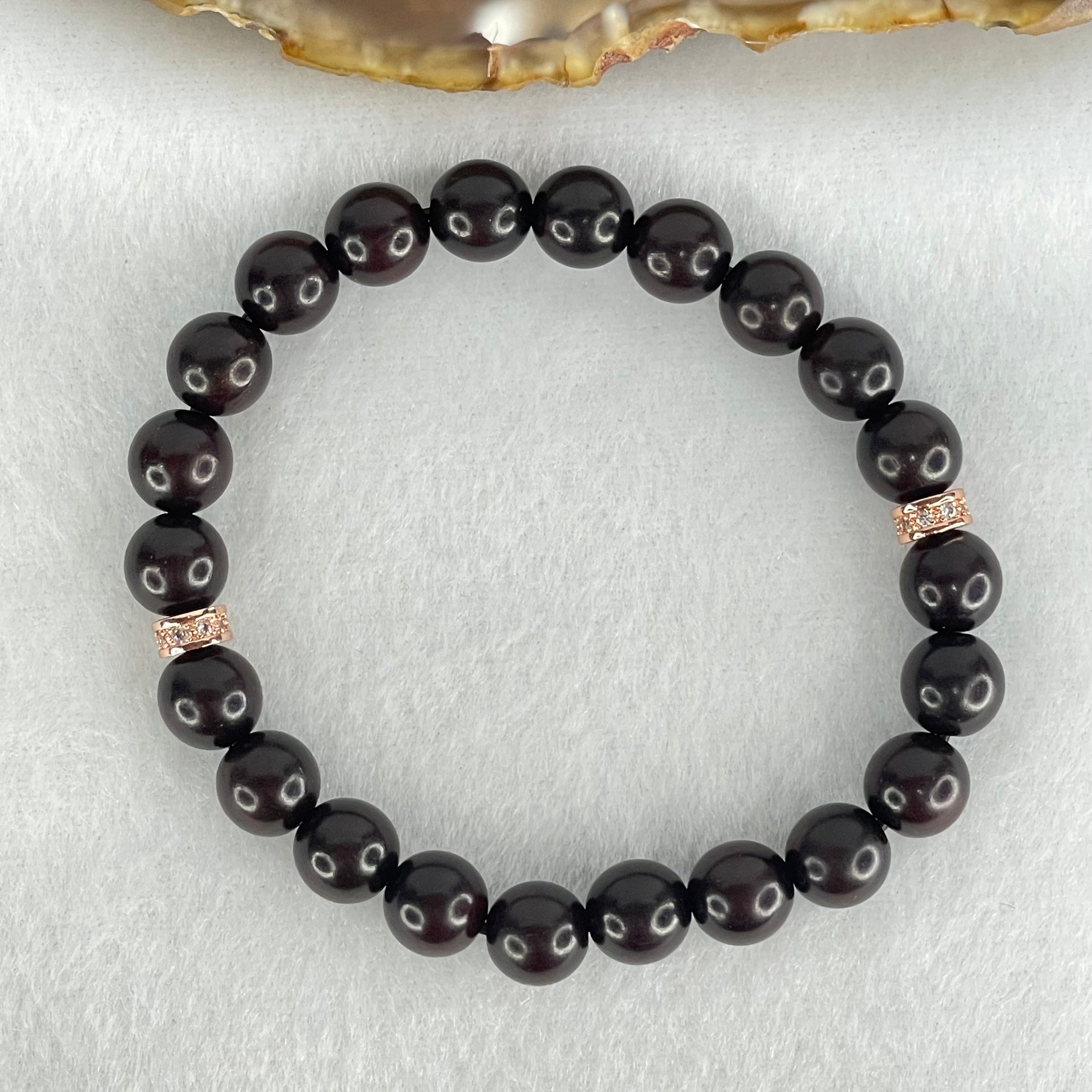 Natural Rosewood Beads Bracelet 8.03g 15.5cm 8.2mm 22 Beads - Huangs Jadeite and Jewelry Pte Ltd