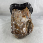 Natural Fossilised Petrified Wood Tower with Wooden Stand Display 1722.7g 185.0 by 146.2 by 110.0mm - Huangs Jadeite and Jewelry Pte Ltd