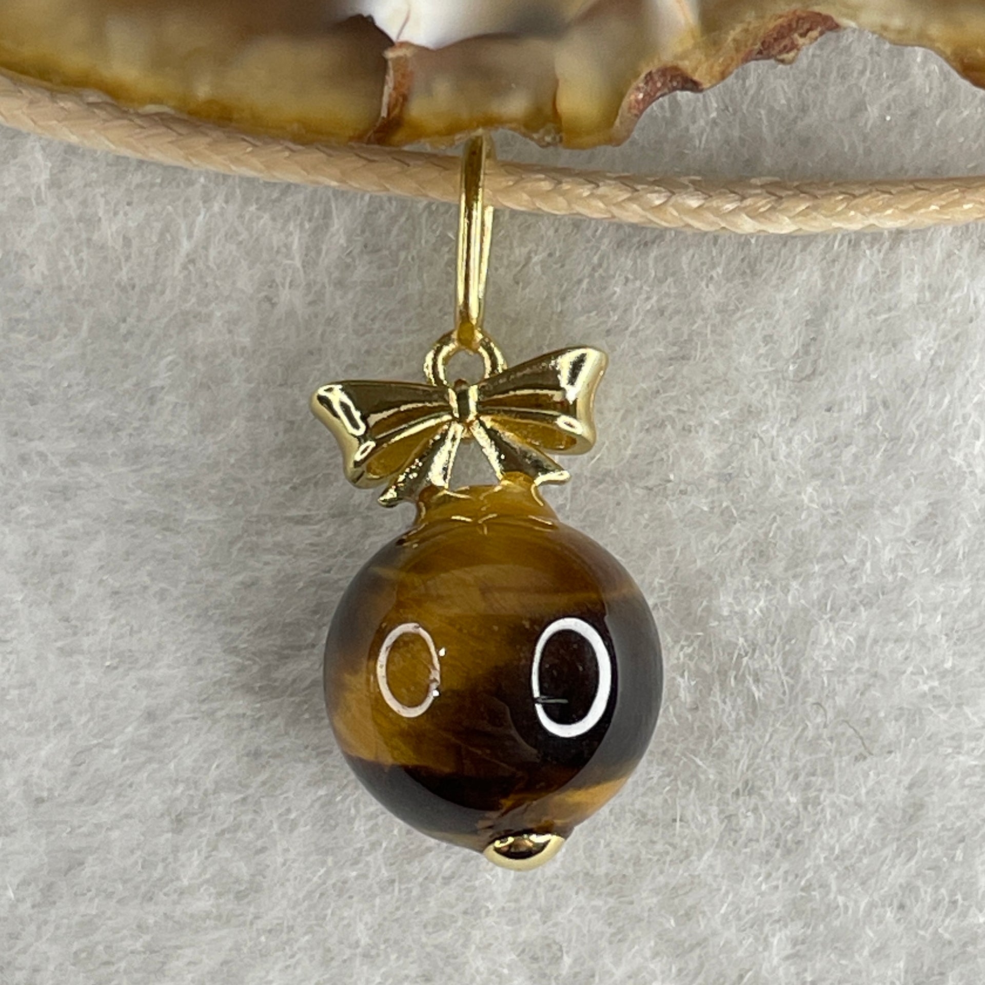 Natural Yellow Tiger Eye Quartz Bead Pendant 5.14g 12.3mm - Huangs Jadeite and Jewelry Pte Ltd