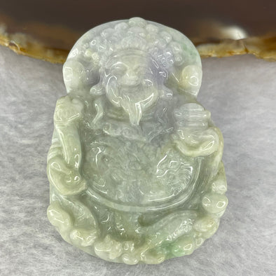 Type A Green Lavender Yellow Jadeite Cai Shen 财神爷 God Of Fortune Pendant 50.80g 37.5 by 52.0 by 12.8mm - Huangs Jadeite and Jewelry Pte Ltd