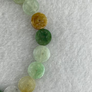 Natural Type A Green with Yellow Jadeite Ancient Coin Shape Beads Bracelet 11.90g 15cm 9.0mm 20 Beads - Huangs Jadeite and Jewelry Pte Ltd