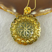 Type A Icy Light Blueish Green Jadeite Wu Shi Pai Pendent in S925 Silver Gold Pendant and Necklace 15.17g 26.0 by 2.0mm - Huangs Jadeite and Jewelry Pte Ltd