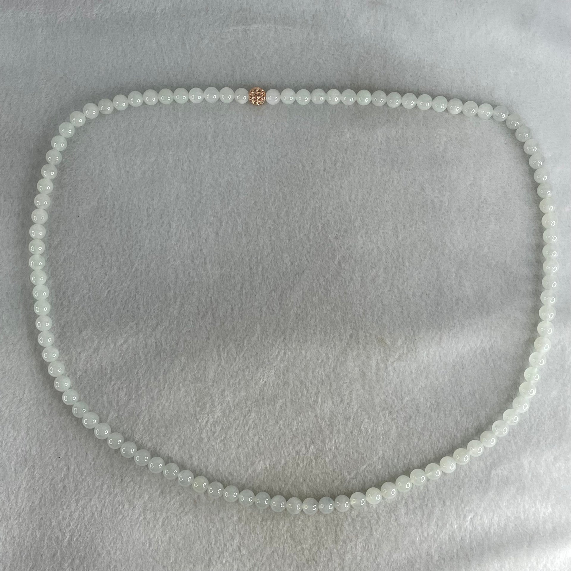 Type A White to Faint Blue Jadeite Beads Necklace 60.70g 66cm 7.1mm 98 Beads - Huangs Jadeite and Jewelry Pte Ltd