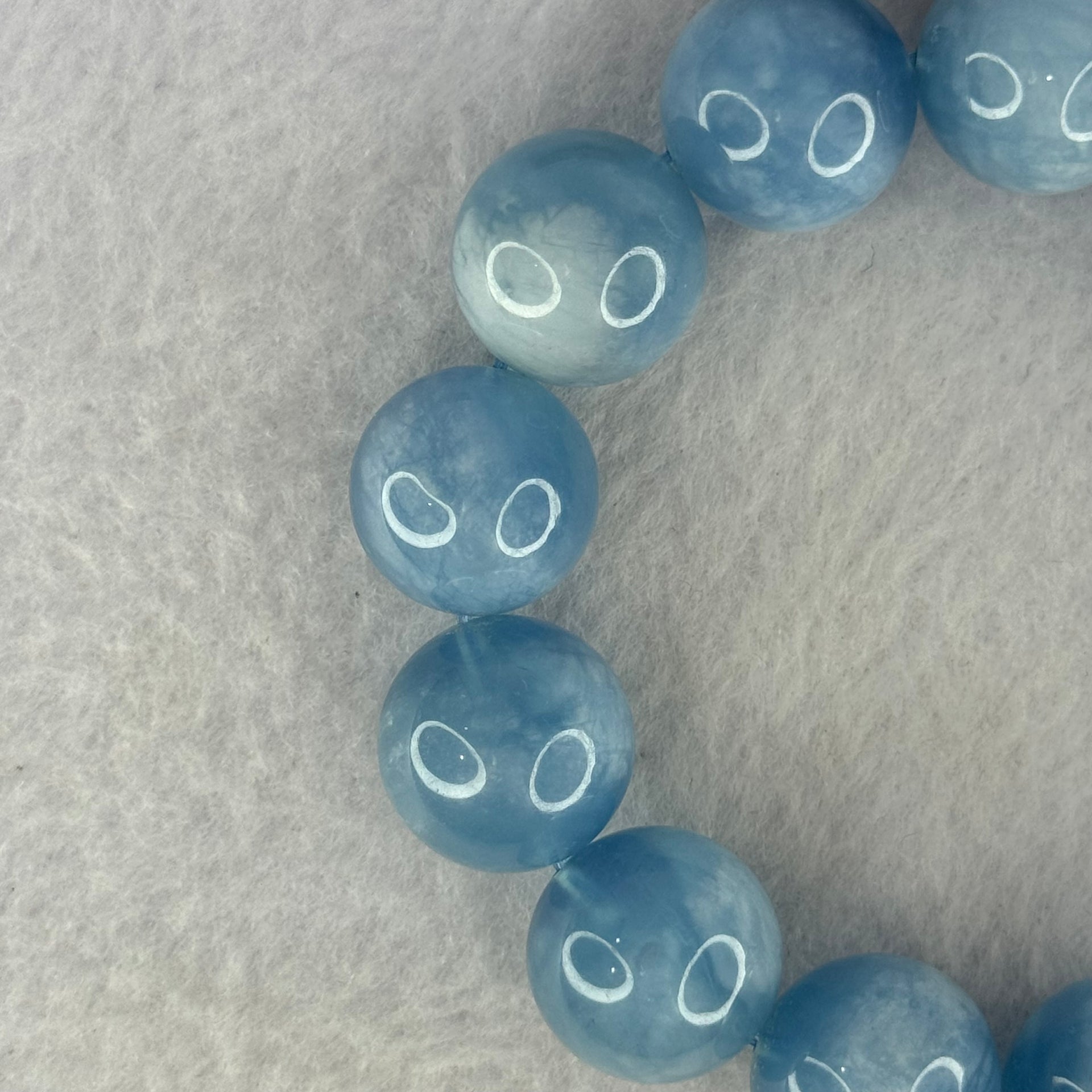 Natural Aquamarine Beads Bracelet 93.37g 19cm 17.5mm 13 Beads - Huangs Jadeite and Jewelry Pte Ltd