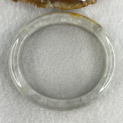 Type A Green Wuji Grey with Yellow Patches Jadeite Oval Bangle Internal Diameter 55.7mm 50.82g 12.7 by 7.7mm ( Slight External Line ) - Huangs Jadeite and Jewelry Pte Ltd