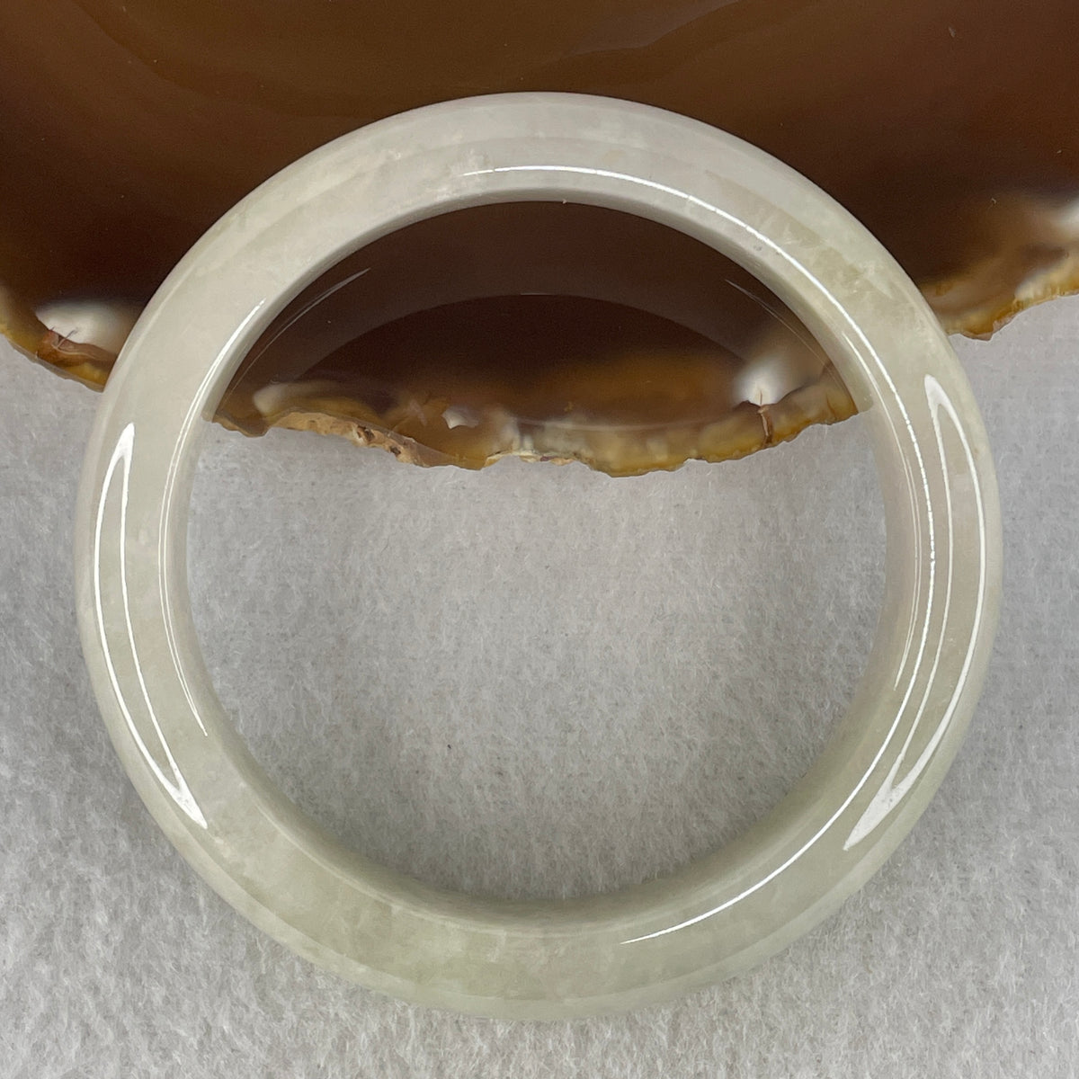 Certified Natural Type A Yellowish Green Jadeite Bangle | 59.3mm Inner Diameter (65.33g 12.9x8.5mm | Very Very Slight Internal Line | Abundance, Joy & Solar-Heart Synergy) - Huangs Jadeite and Jewelry Pte Ltd