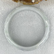 Type A Faint Blueish Green with Faint Lavender Patches Jadeite Flower and Leaf Bangle 43.09g Internal Diameter 58.12mm 13.4 by 7.4mm (External Lines) - Huangs Jadeite and Jewelry Pte Ltd