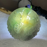 Grandmaster Certified Type A Semi Icy Sky Blue with Wuji Lavender with Black Patches Jadeite Phoenix and Flowers Pendent 71.76g 51.0 by 13.0 mm - Huangs Jadeite and Jewelry Pte Ltd