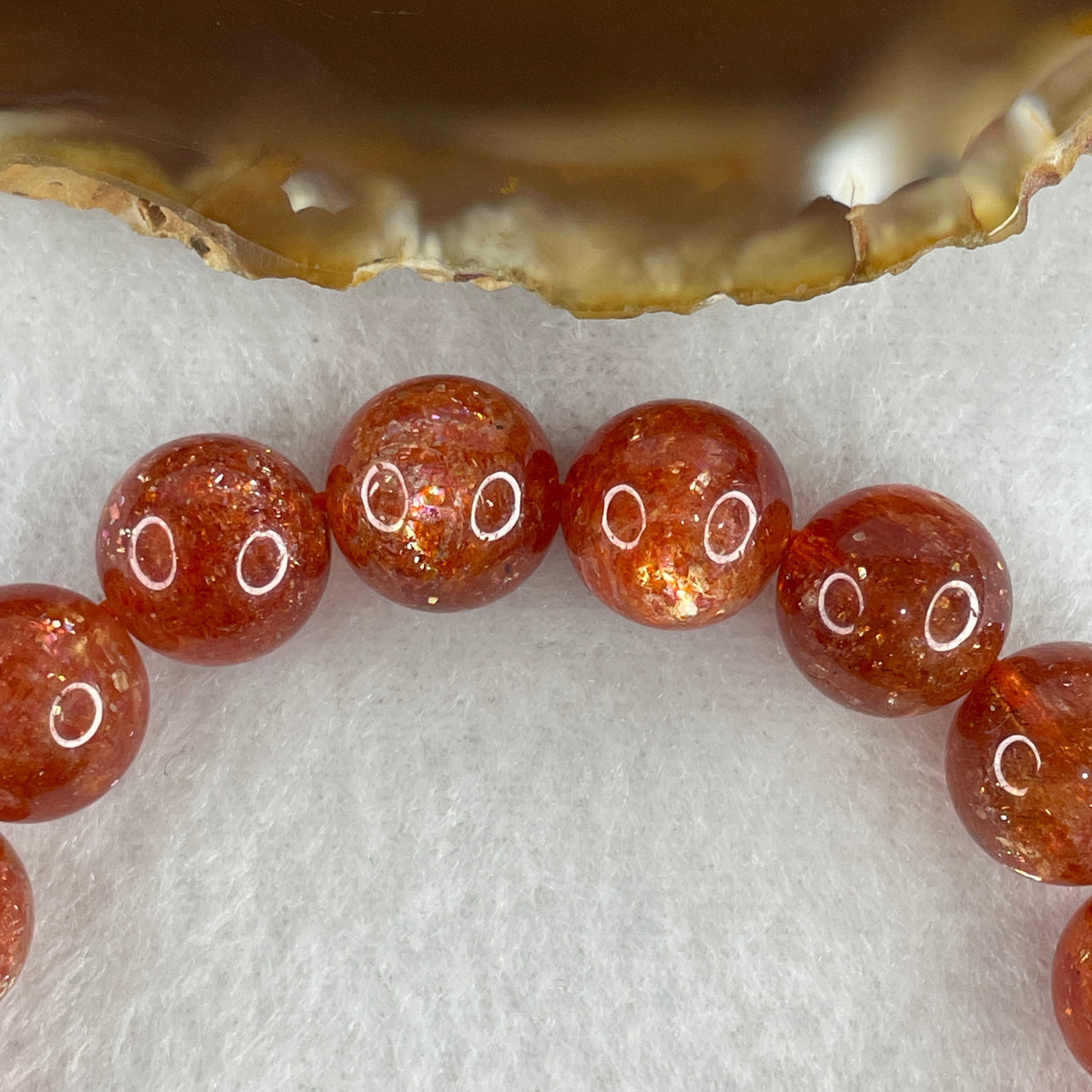 Certified Very Very Good Grade Natural Sunstone Beads Bracelet | 11.8mm Golden Schiller Vitality (37.158g | 16cm Wrist Sizing | 17 Beads)
