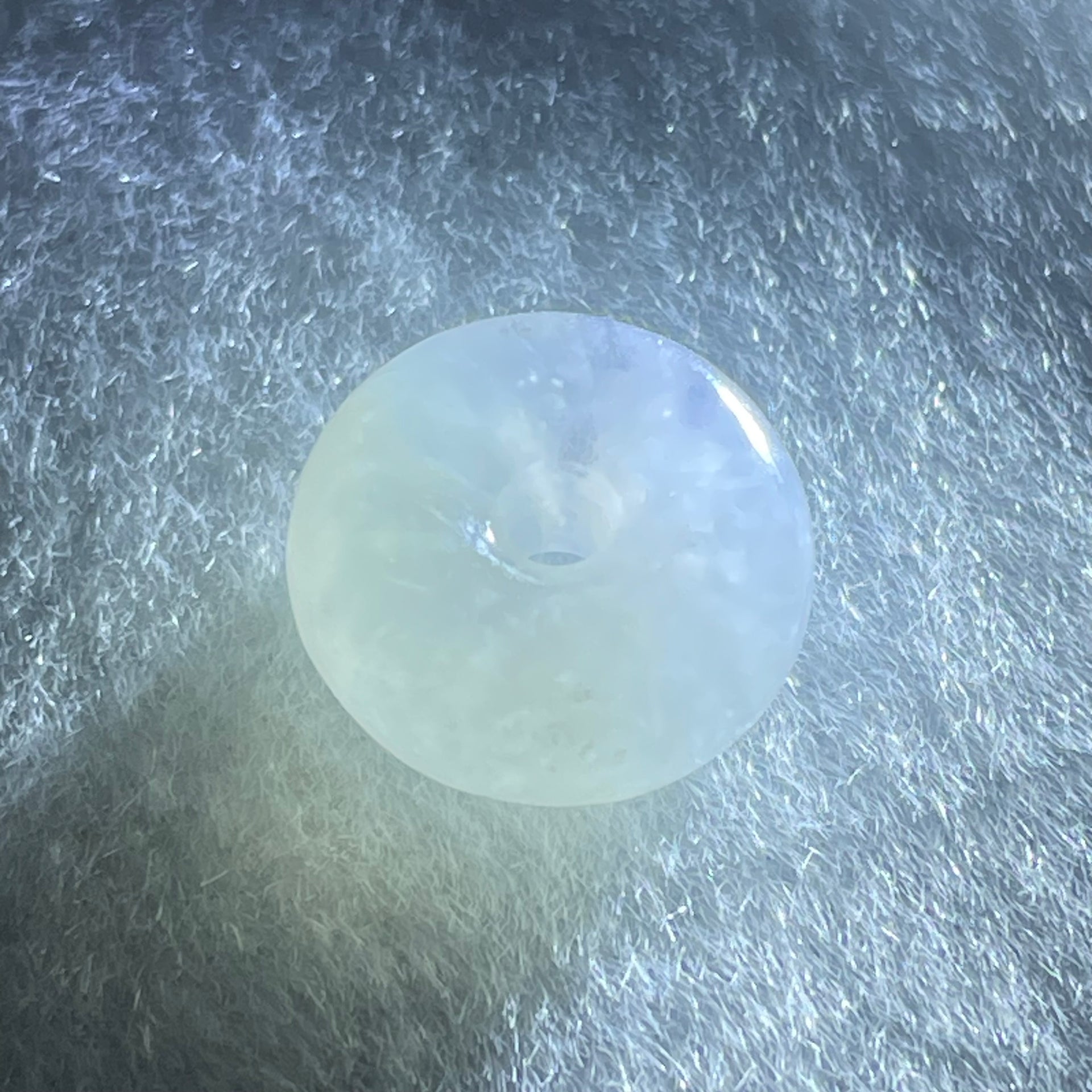 Type A Semi Icy Light Lavender With Wuji Grey Spots Jadeite Ping An Kou Charm/Pendant 2.77g 14.2 by 6.8mm - Huangs Jadeite and Jewelry Pte Ltd