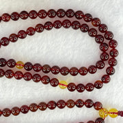 Natural Red Blood with Yellow Amber Beads Necklace 天然血珀项链 12.30g 60cm 5.6mm 110 Beads - Huangs Jadeite and Jewelry Pte Ltd