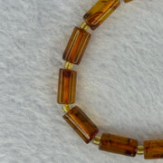 Natural Blood Flower Amber Lulutong Bracelet 天然血花琥珀手链 4.98g 15.5cm 12.6 by 6.0mm 13 Beads - Huangs Jadeite and Jewelry Pte Ltd