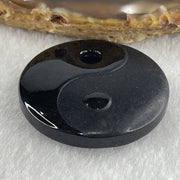 Type A Opaque Black Omphacite Jadeite Yin Yang Pendant 21.93g 35.9 by 9.7mm - Huangs Jadeite and Jewelry Pte Ltd