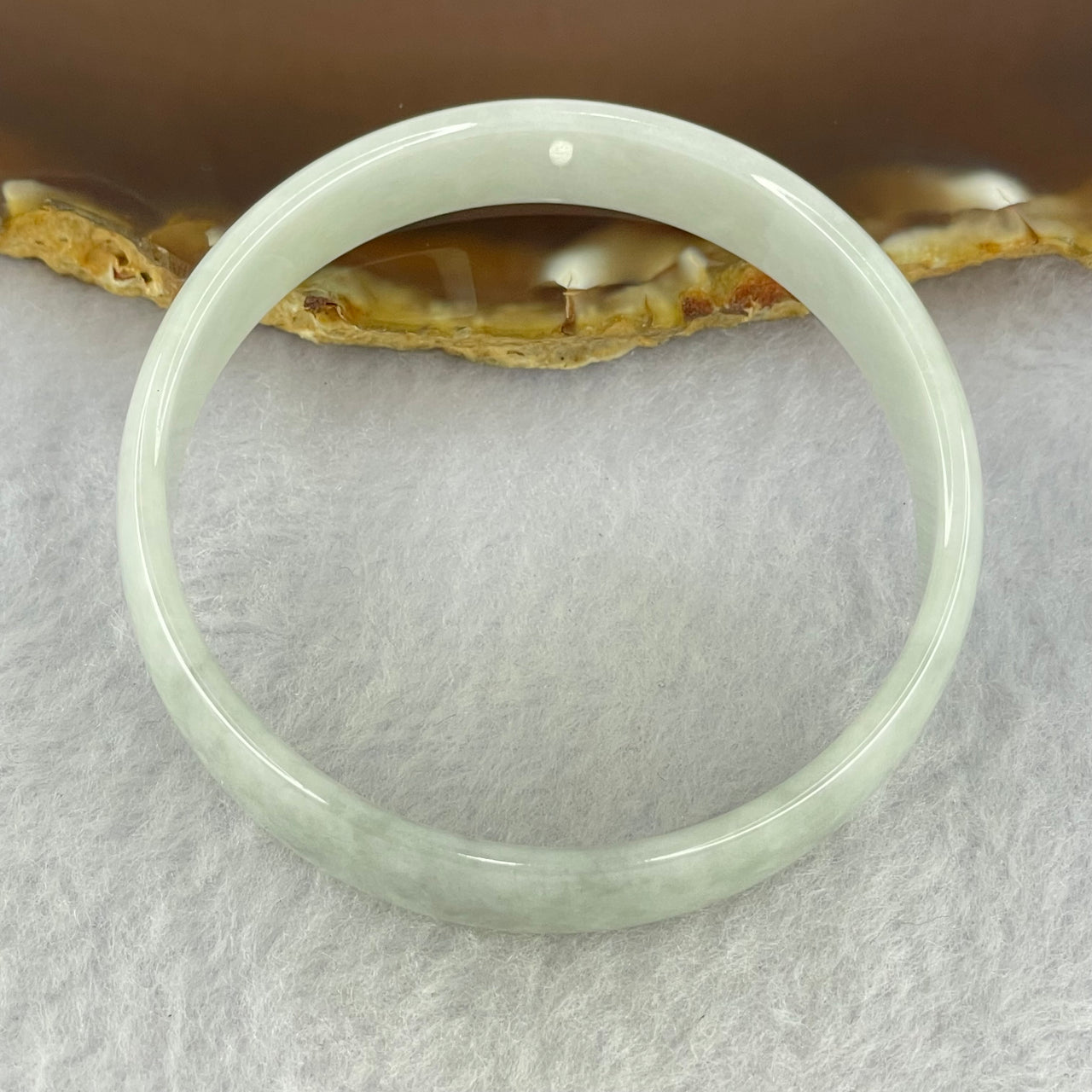 Type A Faint Lavender Green Jadeite Bangle Internal Diameter 52.5mm 23.67g 12.9 by 4.0mm (Close to Perfect) - Huangs Jadeite and Jewelry Pte Ltd