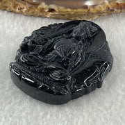 Type A Opaque Black Omphacite Jadeite Good Vs Evil Akasagarbha Bodhissattva Pendant Ox and Tiger Zodiac Guardian 45.77g 50.8 by 43.8 by 13.1mm - Huangs Jadeite and Jewelry Pte Ltd