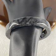 Natural Type A Wuji Grey Jadeite Opening Bangle | 56.1mm Inner (43.43g 11.0x7.1mm | Modern Open Cuff Silhouette| Flexible Luxury, Grounding & Spiritual Shield) - Huangs Jadeite and Jewelry Pte Ltd