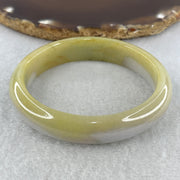 Natural Type A Yellowish & Lavender Jadeite Oval Bangle | (44.23g | 54.9mm Inner Diameter | 12.9mm x 7.4mm | Very Very Slight External Line | Synergy, "Zi Qi Dong Lai" Noble Benefactor Magnet & Feng Shui Abundance Anchor) - Huangs Jadeite and Jewelry Pte Ltd