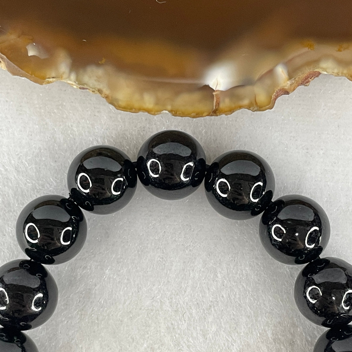 Certified Type A Black Omphacite Jadeite Bead Bracelet | (38.92g | 17cm Wrist | 10.3mm | 20 Beads | Synergy, Negative Energy Shield, Wealth Lock & Executive Power)