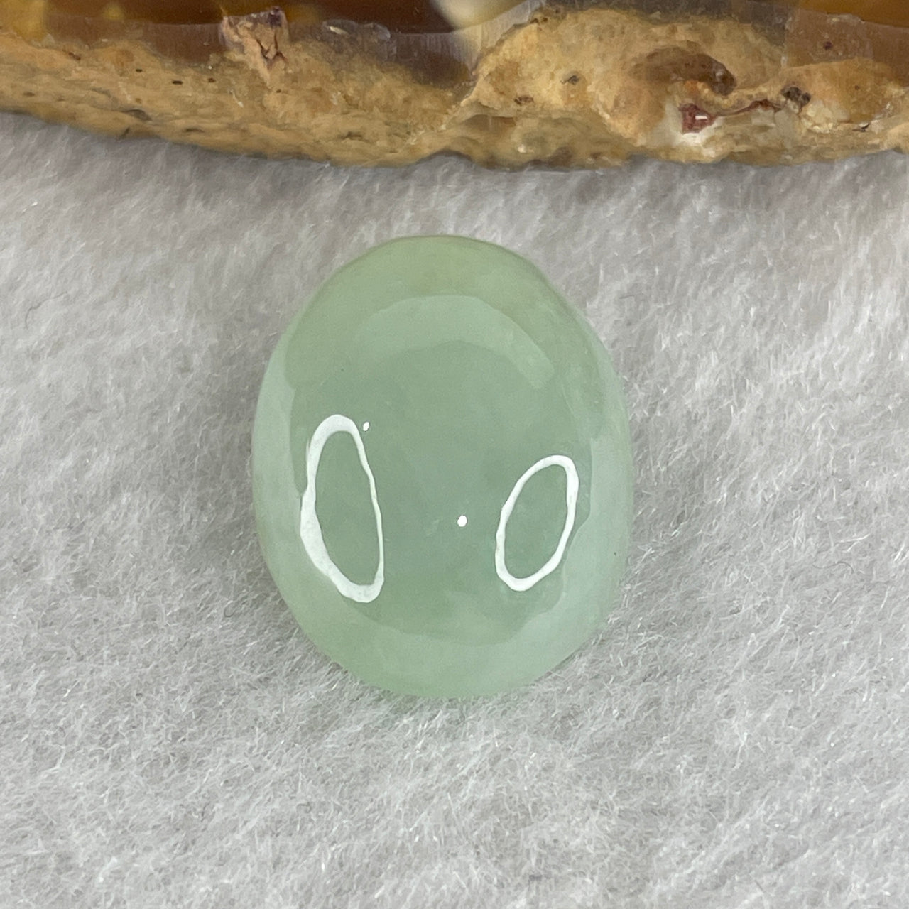 Natural Type A Semi Icy Green Jadeite Oval Shape Cabochon Stone for Setting 3.34g 17.7 by 13.0 by 7.4mm - Huangs Jadeite and Jewelry Pte Ltd
