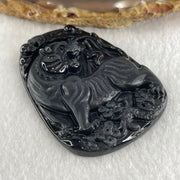 Type A Opaque to Partial Translucent Black Omphacite Jadeite Tiger Pendant 24.24g 56.8 by 40.5 by 7.5mm - Huangs Jadeite and Jewelry Pte Ltd