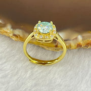 Green and Colourless Cubic Zirconia with Crystals in S925 Sliver Gold Color Ring (Adjustable Size) 1.91g 6.5 by 3.2mm - Huangs Jadeite and Jewelry Pte Ltd