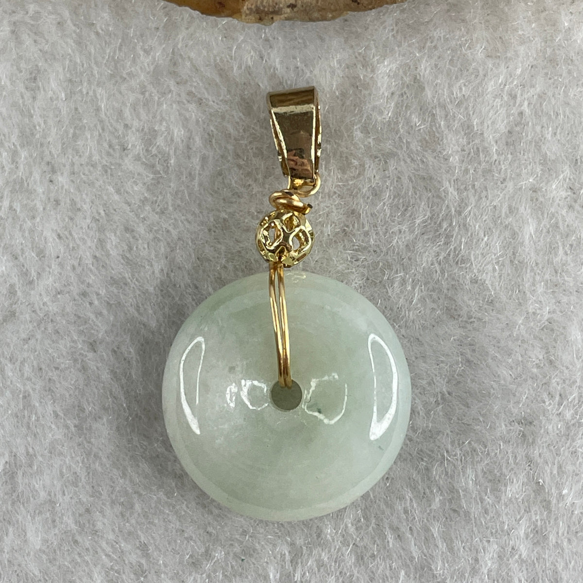 Natural Type A Light Green Jadeite Ping An Kou Pendant | 16mm Plump Jade Peace Disc Talisman (3.12g | 16.0 x 5.4mm) - Huangs Jadeite and Jewelry Pte Ltd