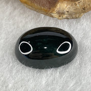 Type A Translucent Black Omphacite Jadeite Round Cabouchon Stone For Setting 2.08g 15.6 by 10.9 by 6.1mm - Huangs Jadeite and Jewelry Pte Ltd